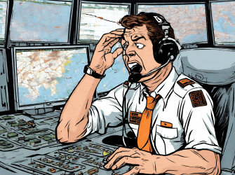 Controlador de tráfico aéreo en una situación estresante